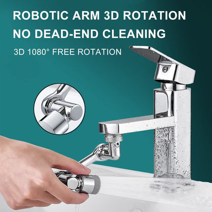 Universal 1080° Swivel Robotic Arm Extension Faucet Aerator Rotatable Foldable Faucet Sink Extender Plastic